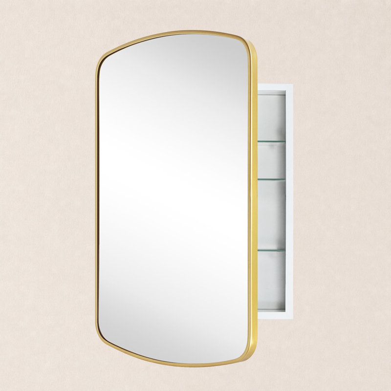 Armoire à pharmacie encastrée à miroir 18 po x 27 po Castorina, Or brossé