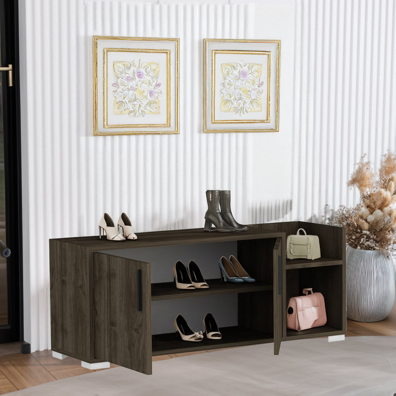 Meuble de rangement 10 paires de chaussures, Noyer