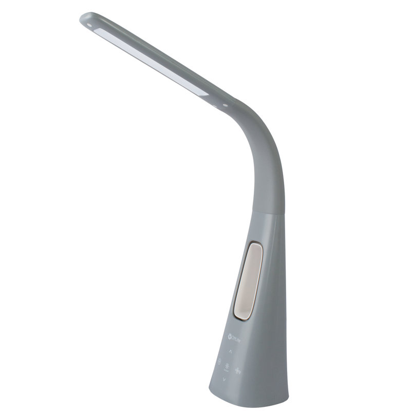 OttLite Cool Breeze LED Fan Lamp with 3 Speed Bladeless Fan and 5 Brightness Settings, Gray