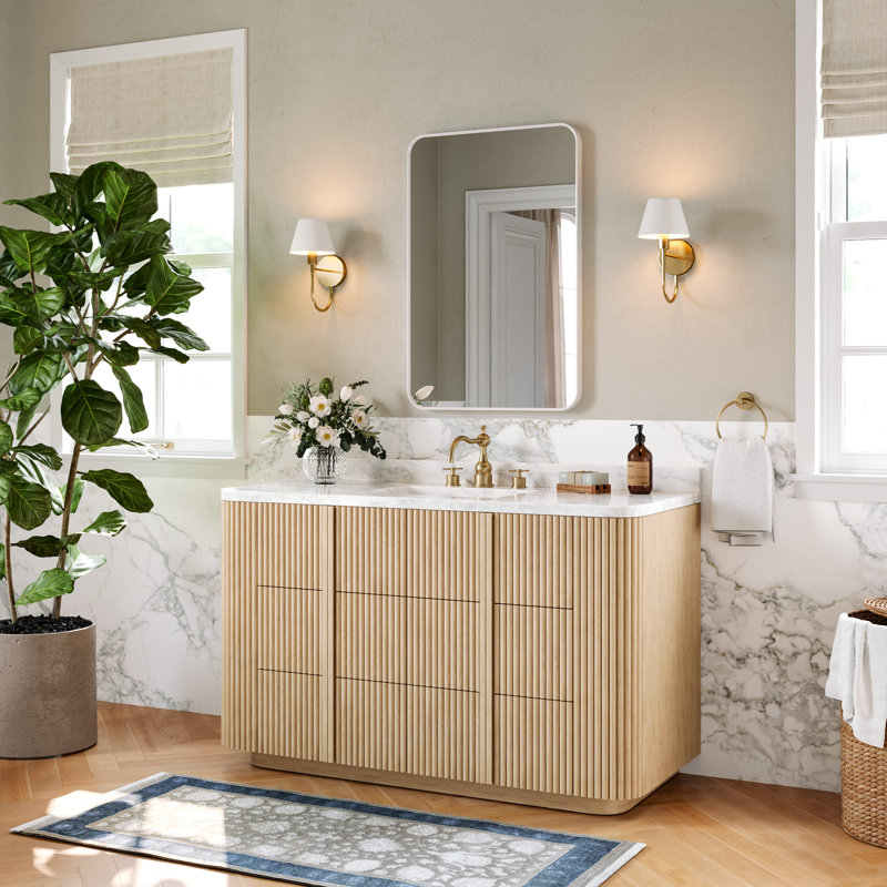 Miroir de salle de bain mural 24 po x 36 po avec cadre rectangulaire, Blanc