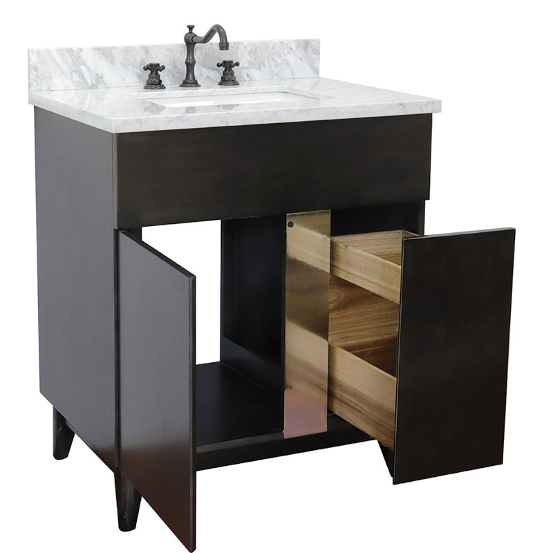 Ensemble de meuble-lavabo pour salle de bain simple 31 po Galvin, Marbre de Carrare blanc