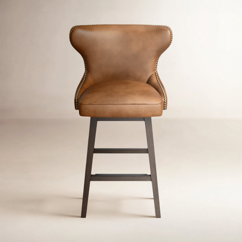 Caraline Swivel Counter & Bar Stool, Counter Stool (26" Seat Height), Wax Elephant
