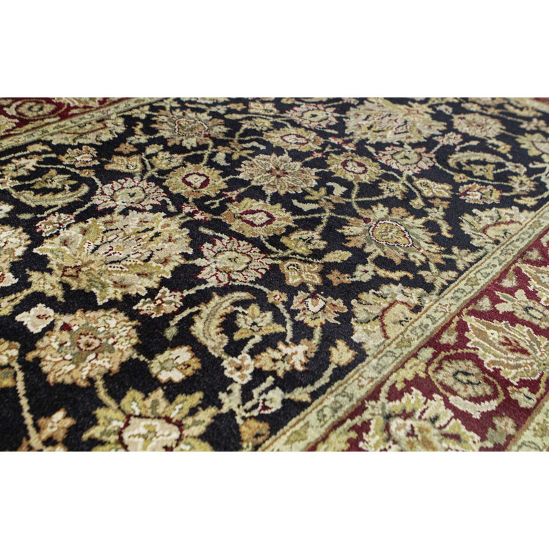 Tapis noir et rouge de haute qualité noué à la main