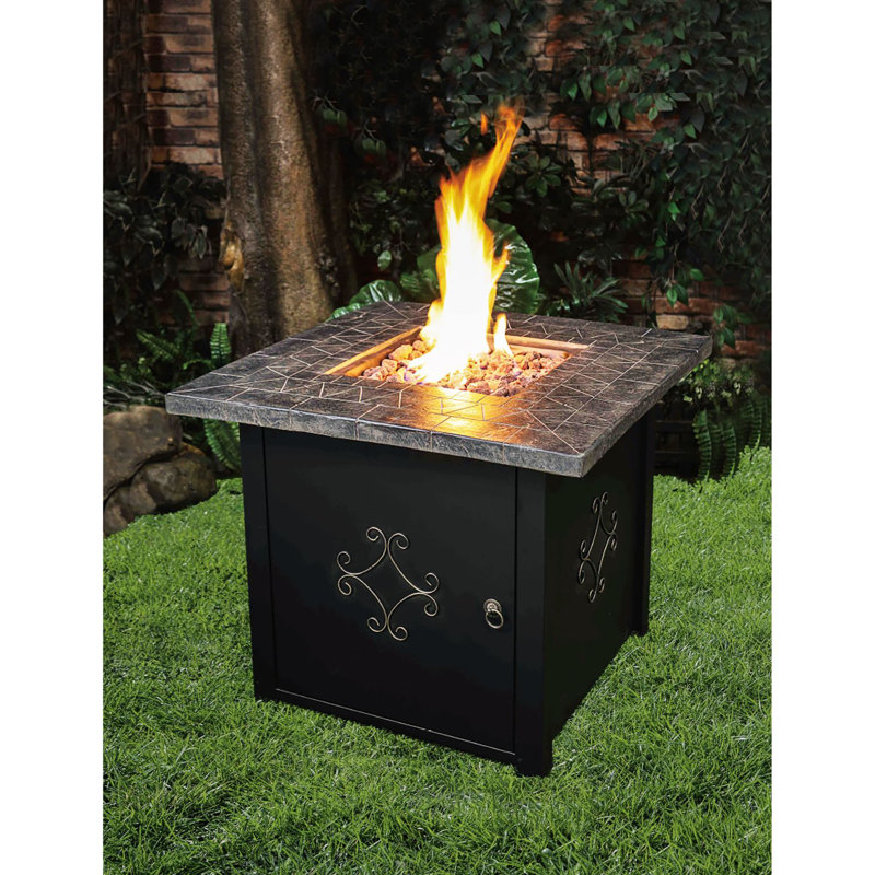 Round Iron Propane Smokeless Fire Pit Table with Hidden Fuel Tank