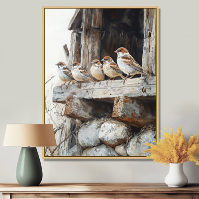 Sparrows Birds In The Farmyard IV - Art mural d'oiseaux