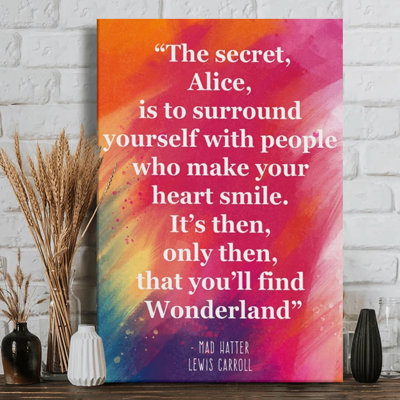 The Secret Alice in Wonderland Quote Watercolor Graphic Art on Wrapped Canvas - 36" H x 24" W