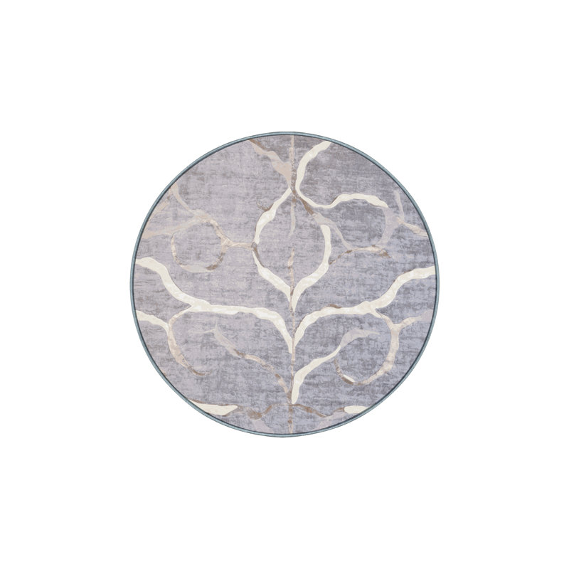 Machine Washable Blue Area Rug, Round 3'