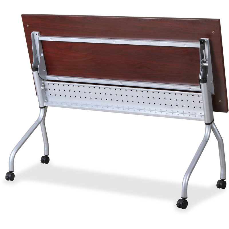 Preference Rectangle Flip Top Training Table with Casters and Modesty Panel and Cable Management
