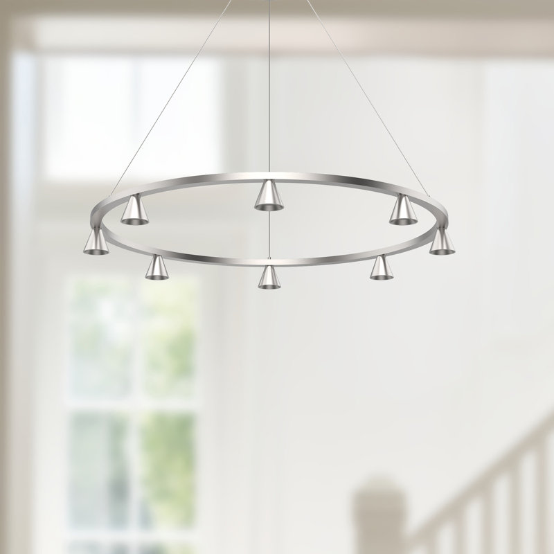 Dune 33-in 8 - Light LED Chandeliers, Brushed Nickel