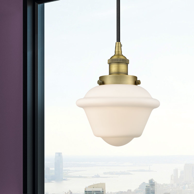 Luminaire suspendu 1 lumière Calliope, Blanc, Laiton brossé