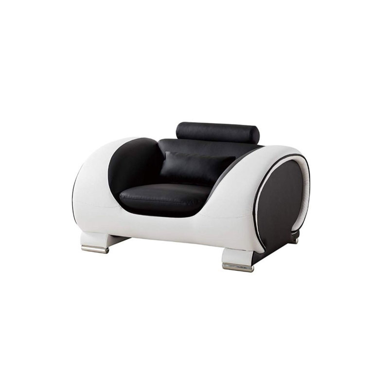 Shryock Faux Leather Club Chair, Black/White