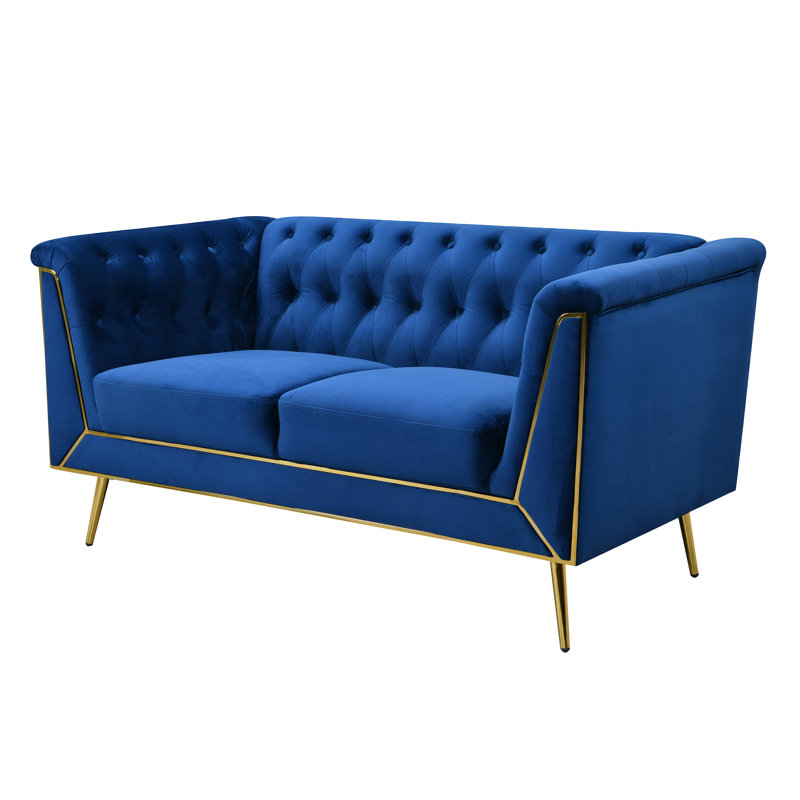 Causeuse en velours 57 po Sardella , Bleu