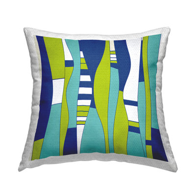Blue Green Modern Wavy Shapes Outdoor Printed Pillow by Irena Orlov