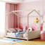 Lit en bois pour lit double en velours, beige