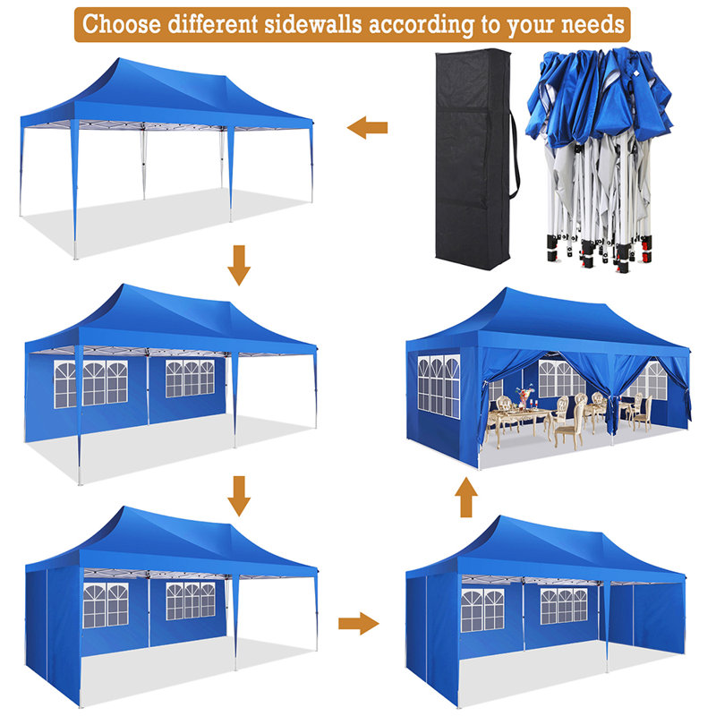 10x20 Pop Up Party Canopy Tents 3.0, Wind Resistant and Waterproof Upgrade Structure Easily Block UV Rays with 6 Outdoor Tents