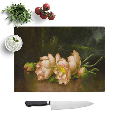Lotus Flowers by Martin Johnson Heade Chopping Board