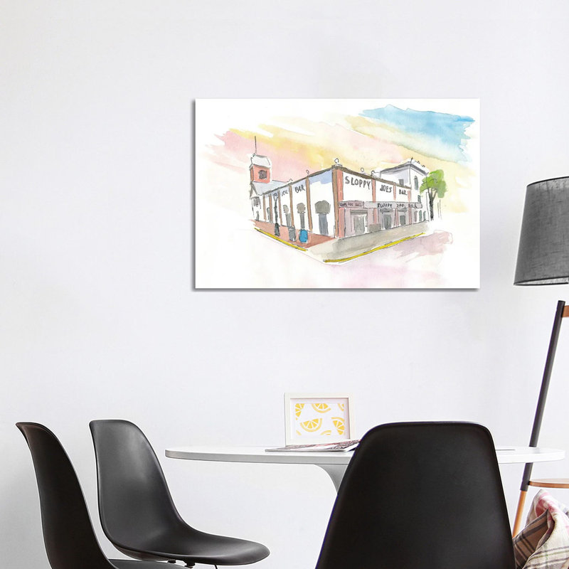 Key West Florida Bar Duval Street Scene 1 Piece Wrapped Canvas Painting, 101.6 cm H x 66.04 cm W x 1.91 cm D