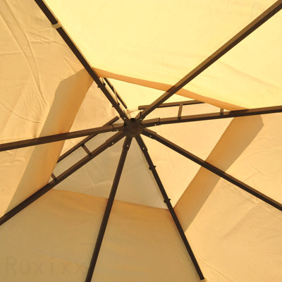 10X10FT Gazebo Steel, For Outdoor Use With Polyester Curtains & Double Roof