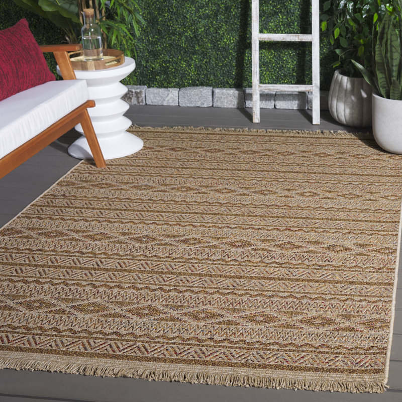 Tapis de style sud-ouest en osier Larrell Performance, Rectangle 5 pi 3 po x 7 pi 6 po