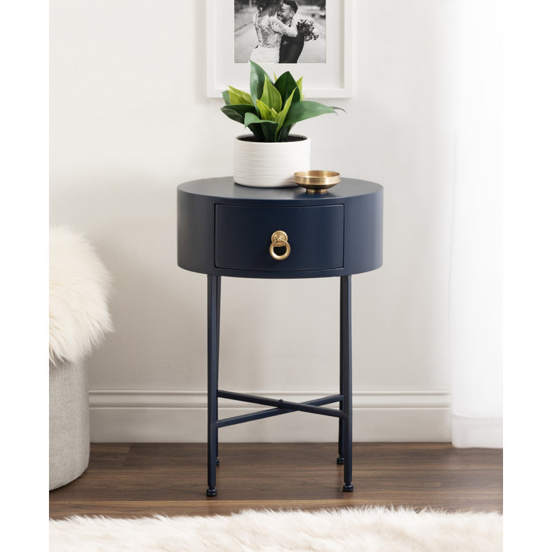 Leighty End Table with Storage, 24" H x 16" W x 11.50" D, Navy, Navy