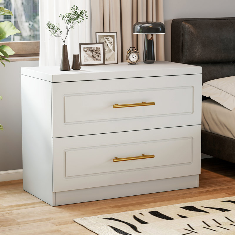 31.5‘’ W 2 Drawers White Nightstand