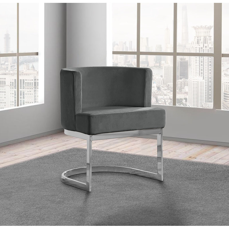Chaise d'appoint en velours Dmitri, Gris foncé, Argent
