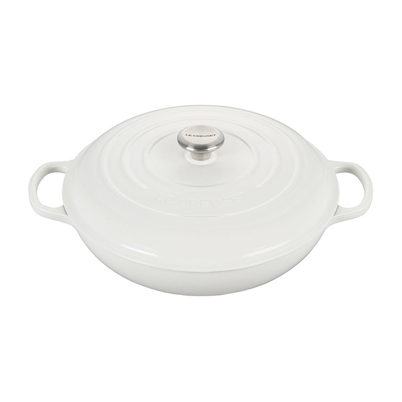 Le Creuset Signature Cast Iron Braiser, 5Qt., White