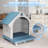 37.72"H Blue Weather-Resistant and Waterproof Resin Dog House With Porch-1649283593