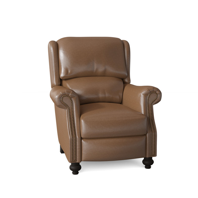 Bancroft Recliner, Aline Fumo Genuine Leather, Cobblestone, French Natural