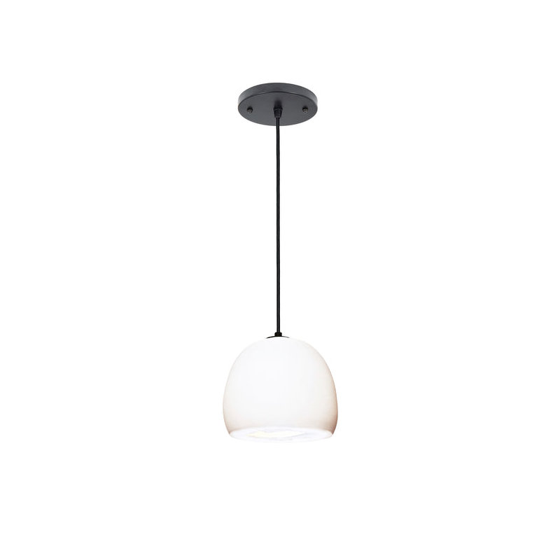 Luminaire suspendu en forme de dôme à 1 lumière, Noir, Blanc
