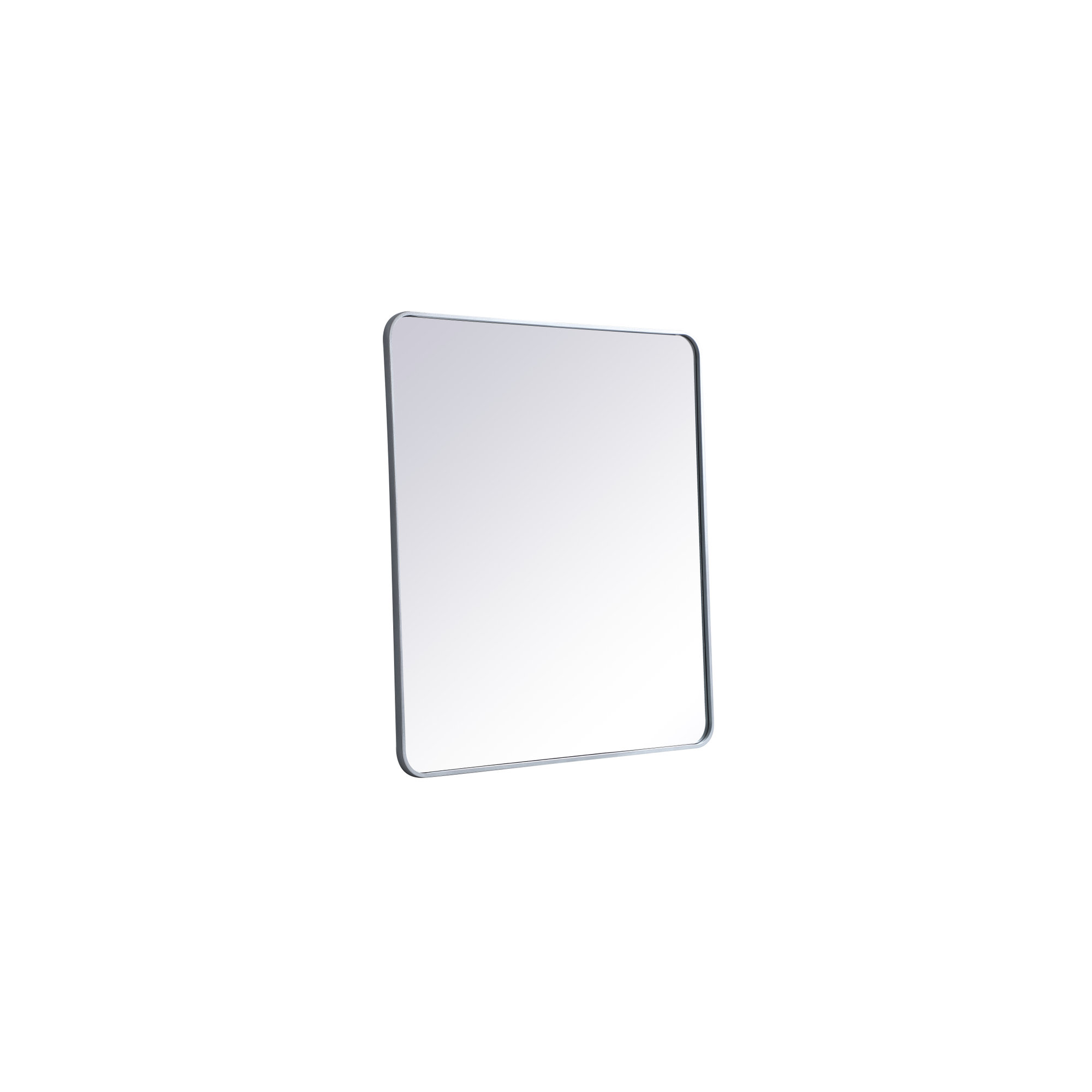 Sabine Metal Rounded Rectangle Wall Mirror, Silver, 40" x 36"