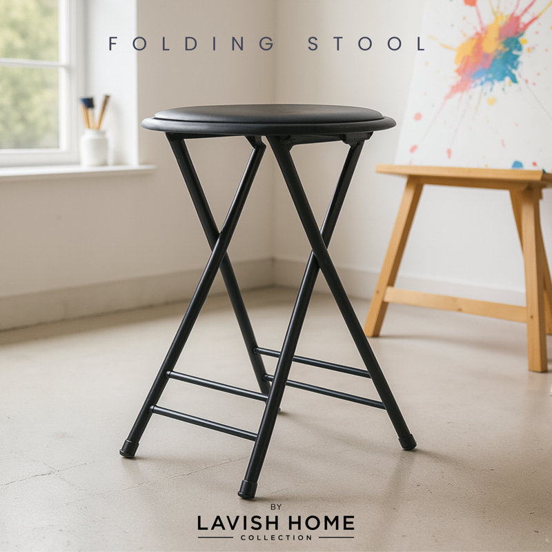 Tabouret pliant sans dossier de 24 pouces avec capacité de 225 lb Lavish Home (noir), Noir, 1