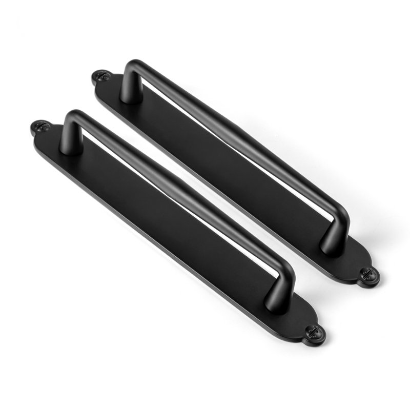 Solid Spindle Bar Pull With Backplate(G013) Multipack, 7 3/5", Black