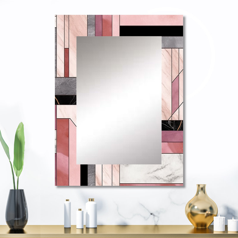 Agate de granit en marbre Maglio avec touches dorées - miroir décoratif géométrique, art mural, 32 po x 24 po