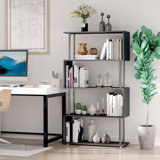 Modern S-Shaped 5 Tier Room Dividing Bookcase Wooden Storage Display Stand Shelf