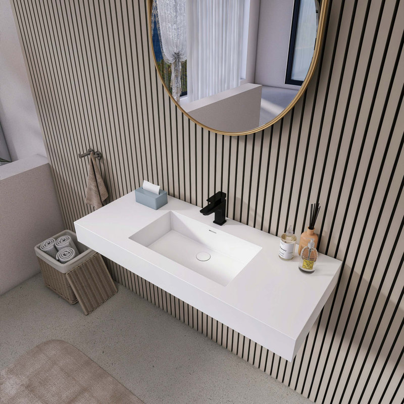 Lavabo de salle de bain rectangulaire en pierre 47,2 po