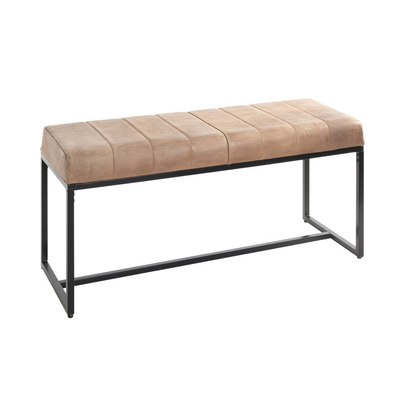 Leanora Genuine Leather Upholstered Bench