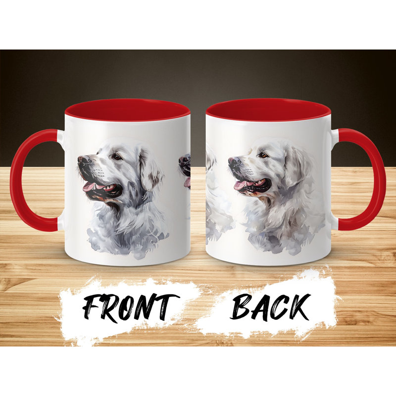 Artistic Golden Retriever Design 11oz Coffee Mug, Red, 3