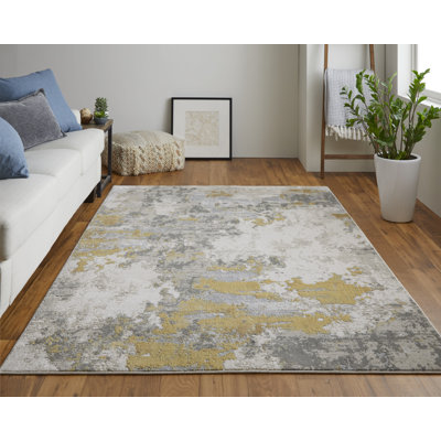 Annya Modern Abstract Power Loom Gold/Birch Rug