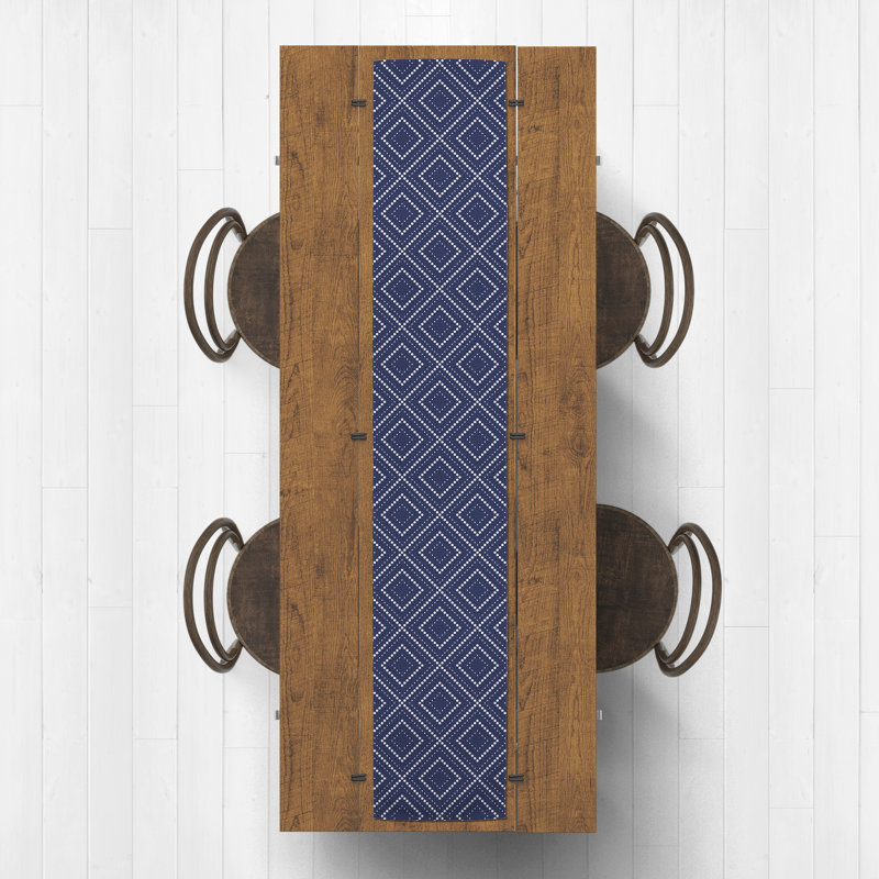 Chemin de table Auric, 90 po x 16 po, Bleu marine