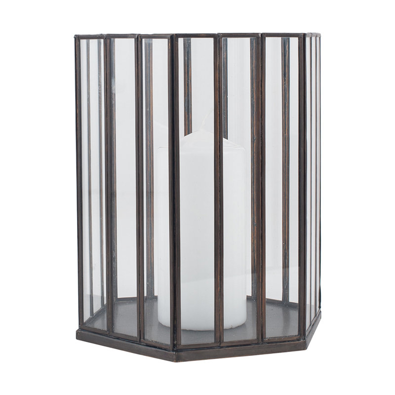 23cm Glass Tabletop Votive Holder, Matte SIlver, 23cm H x 20cm W x 17.5cm D