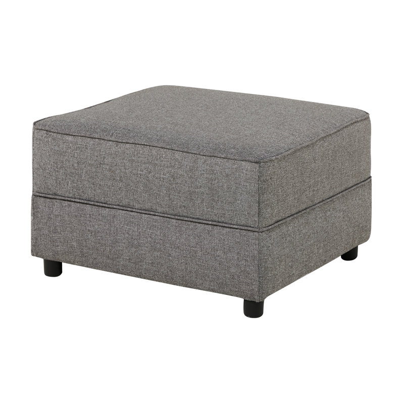 Eckbert 64cm Wide Square Solid Colour Footstool Ottoman, Charcoal