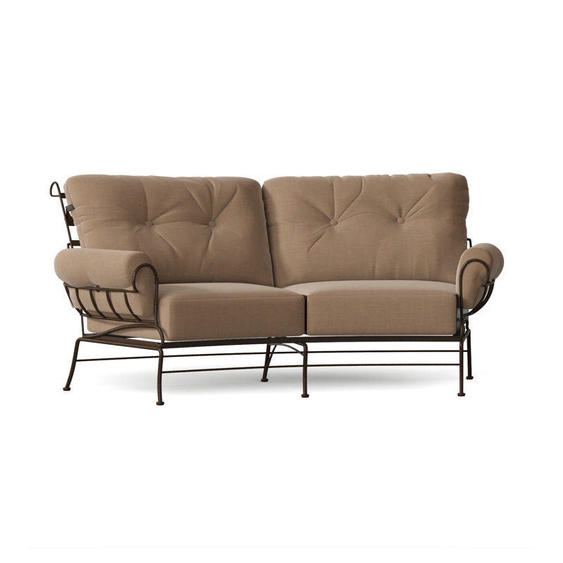 Terrace Outdoor 2 - Seat Loveseat, Chestnut Brown, Canvas Heather Beige Sunbrella® Canvas