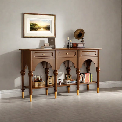 Retro Multifunctional Solid Wood Console Table
