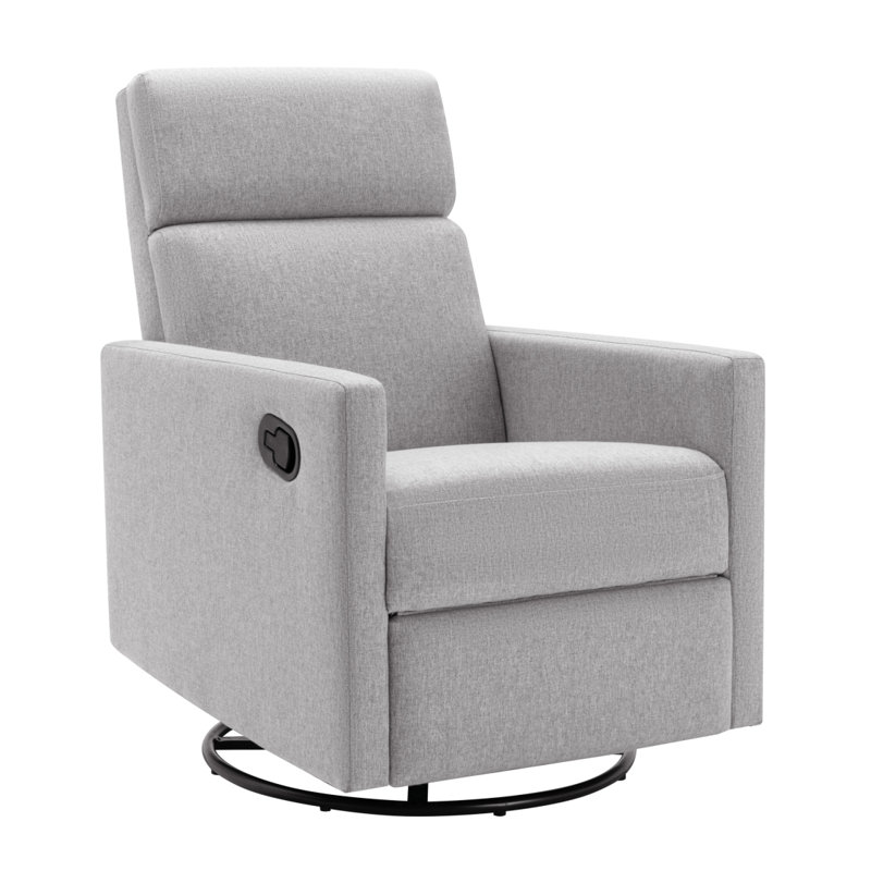 Modern Rocking Recliner Chair With High-Density Foam And Sturdy Wood Frame, Gray