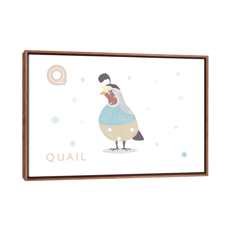 Caille - impression d'art graphique, H 26 po x l 40 po x 1,5 po, Toile avec cadre brun, Pas de tapis