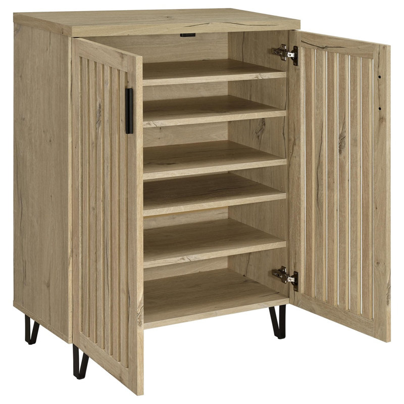Clackamas White Oak 2-Door Storage Cabinet, Natural/Black