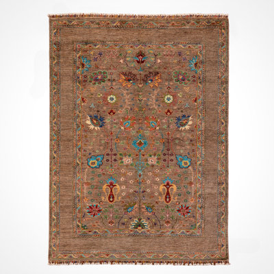 Tapis en laine et coton brun noué à la main Original Original