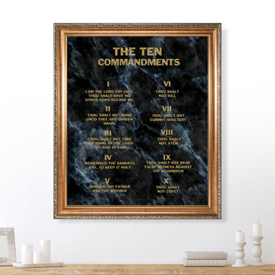 The Ten Commandments(Black Texture),Gold Embossing Frame The World Classic Art Reproductions,Wall Art for Home Decor