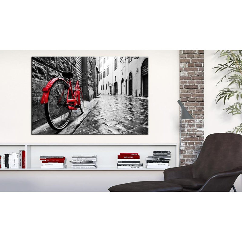 Vélo rétro rouge, H 16 po x l 24 po x P 0,7 po